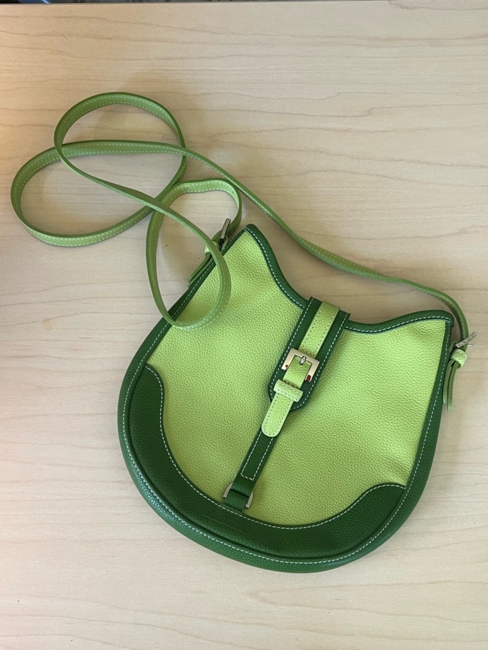 Longchamp Green Leather Crossbody Bag